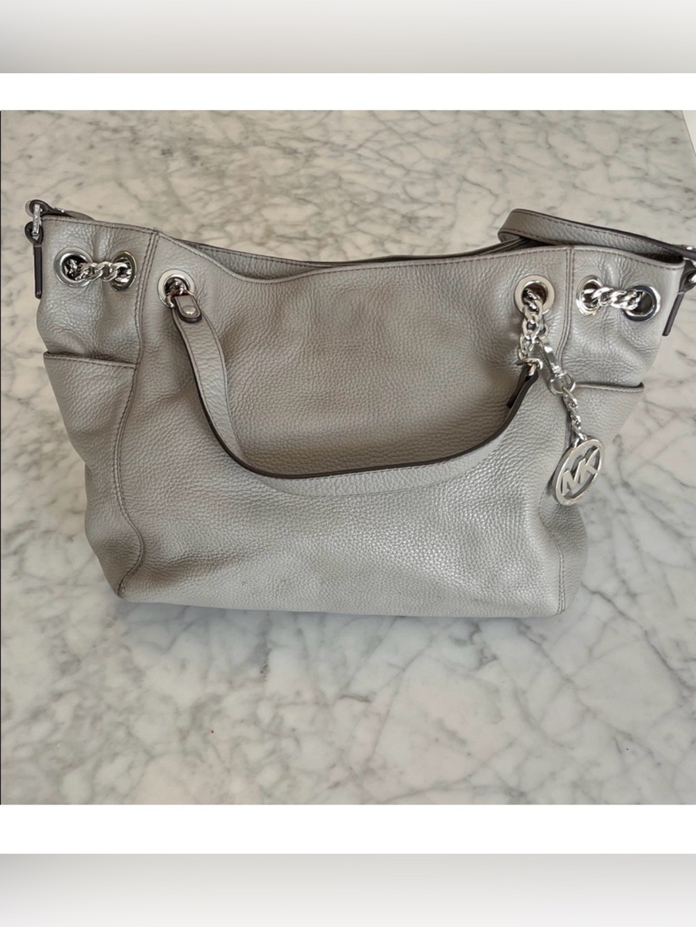 Michael Kors Large Gray Leather Shoulder Bag